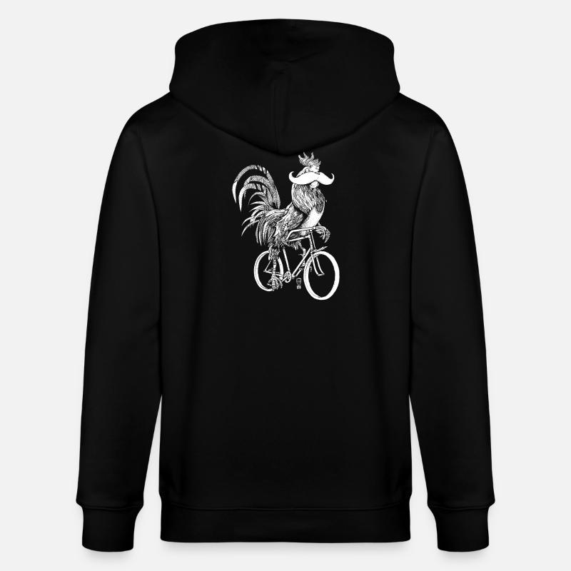 Rooster & Bicycles - weiße Version - Stanley/Stella Unisex Bio-Kapuzenjacke CULTIVATOR  - Schwarz