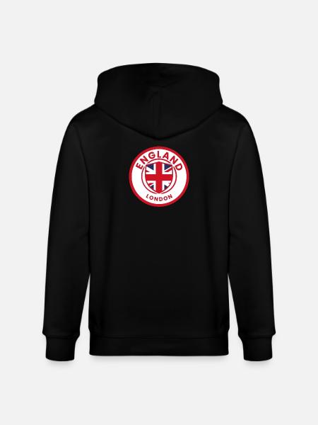 English Flag Shield London Motif - Stanley/Stella CULTIVATOR  Unisex Organic Hooded Jacket - black