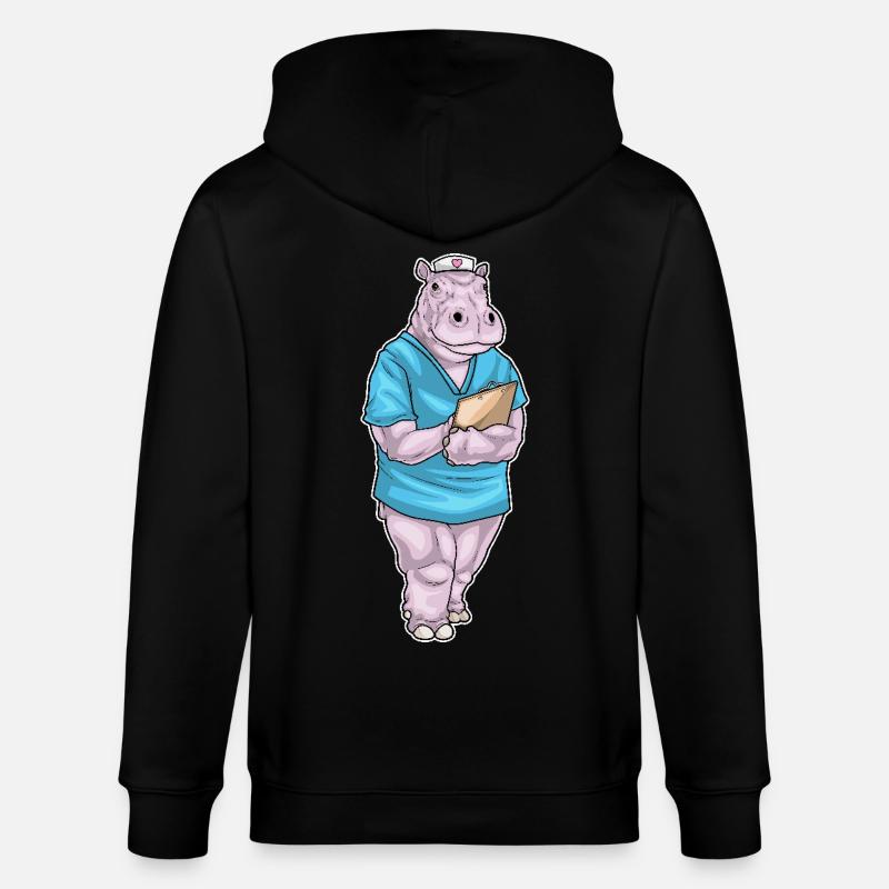 Infirmière hippopotame - Veste à capuche bio CULTIVATOR Stanley/Stella Unisexe - noir