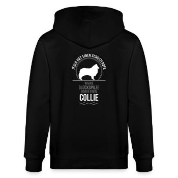 COLLIE Langhaar Schutzengel Wilsigns - Stanley/Stella Unisex Bio-Kapuzenjacke CULTIVATOR  - Schwarz - Hinten - Anna (173cm)