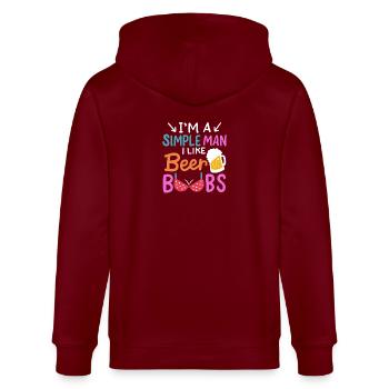 Beer And Boobs - Stanley/Stella Unisex Bio-Kapuzenjacke CULTIVATOR  - Burgunderrot - Hinten - Anna (173cm)