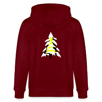 schnee kalt weihnachtsbaum tannenbaum tanne sterne - Stanley/Stella Unisex Bio-Kapuzenjacke CULTIVATOR  - Burgunderrot - Hinten - Anna (173cm)