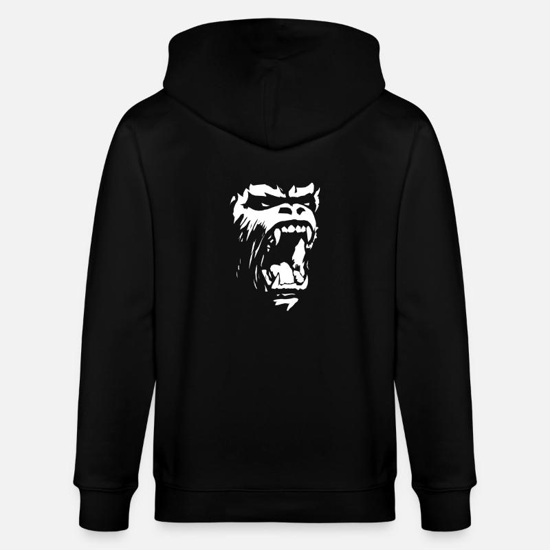 Le gorille menace/rugit - Veste à capuche bio CULTIVATOR Stanley/Stella Unisexe - noir