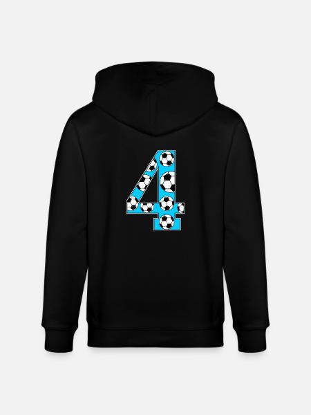 4th Birthday Soccer Blue - Stanley/Stella CULTIVATOR  Unisex Organic Hooded Jacket - black