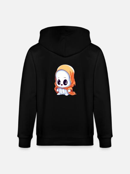 Cute Ghost Ghost - Stanley/Stella CULTIVATOR  Unisex Organic Hooded Jacket - black