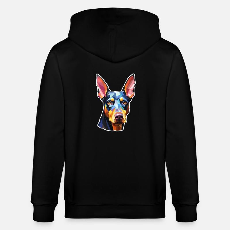 Dobermann Pinscher psychedelisch - Stanley/Stella Unisex Bio-Kapuzenjacke CULTIVATOR  - Schwarz