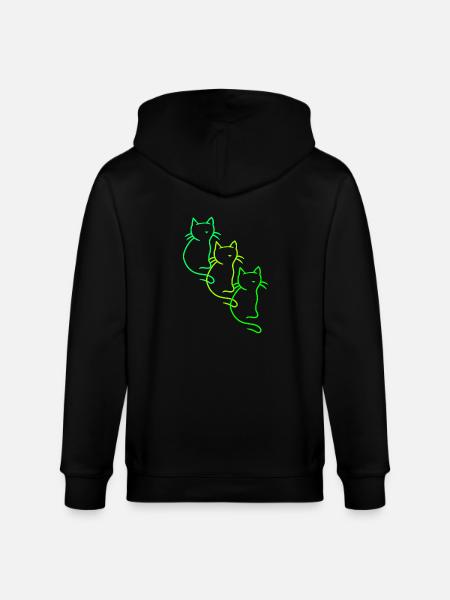 80s 90s Retro Vintage Cats Cat Kitten - Stanley/Stella CULTIVATOR  Unisex Organic Hooded Jacket - black
