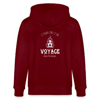 I Can't I reist zurück in die Vergangenheit - Humor - Stanley/Stella Unisex Bio-Kapuzenjacke CULTIVATOR  - Burgunderrot - Hinten - Anna (173cm)
