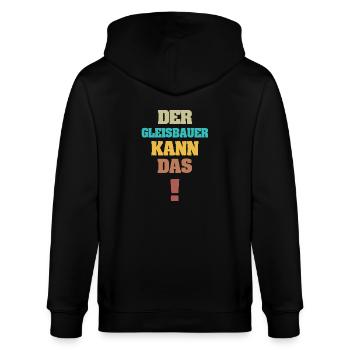 Gleisbauer als Lustig - Stanley/Stella Unisex Bio-Kapuzenjacke CULTIVATOR  - Schwarz - Hinten - Anna (173cm)