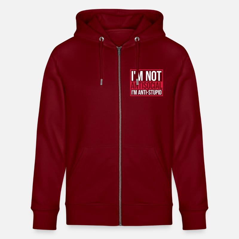 pas antisocial anti-stupide - Veste à capuche bio CULTIVATOR Stanley/Stella Unisexe - bordeaux