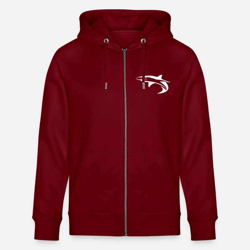 Shark - Vector Geometry Design - Stanley/Stella CULTIVATOR Unisex Organic Hooded Jacket - burgundy