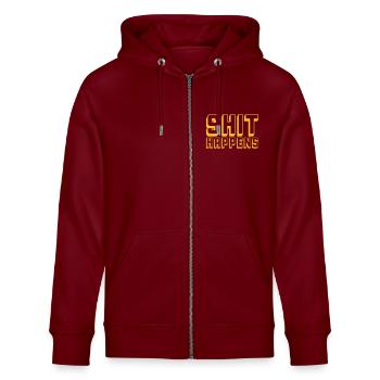Merda succede Citazione Motto - Felpa con cappuccio ecologica unisex CULTIVATOR di Stanley/Stella - rosso borgogna - Fronte - Nico (186cm) & Anna (173cm)