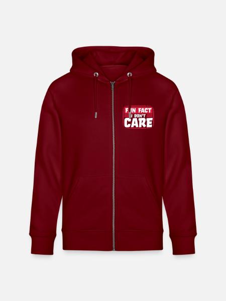 I don't care fact - Stanley/Stella CULTIVATOR Unisex Organic Hooded Jacket - burgundy