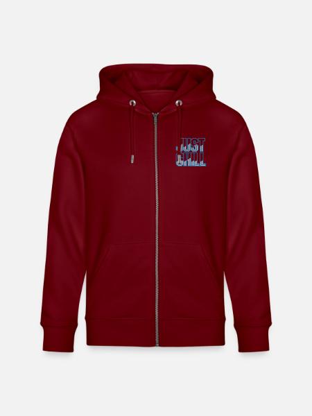 Just Chill Text Logo - Stanley/Stella CULTIVATOR Unisex Organic Hooded Jacket - burgundy