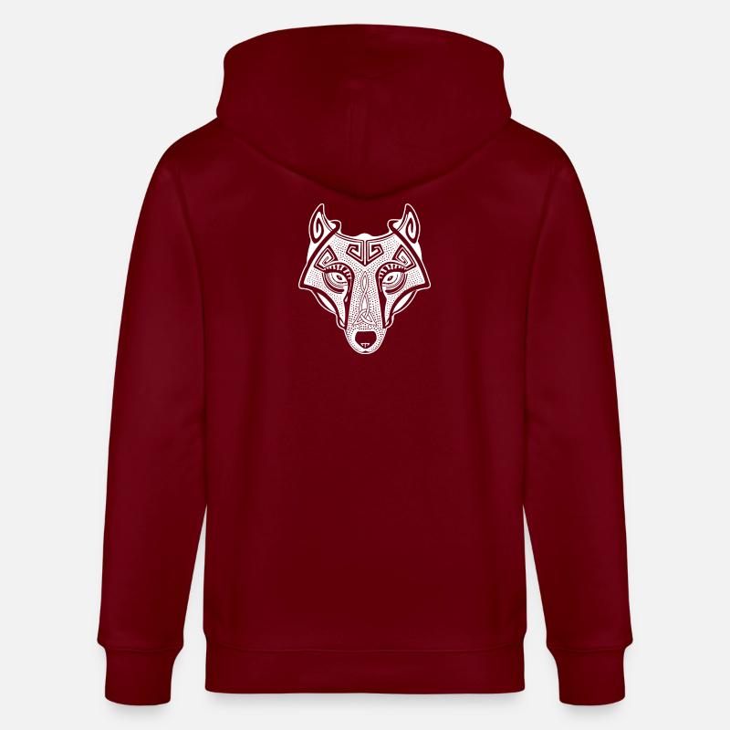 Wikingerwolf Fenrir valhalla weiß - Stanley/Stella Unisex Bio-Kapuzenjacke CULTIVATOR  - Burgunderrot