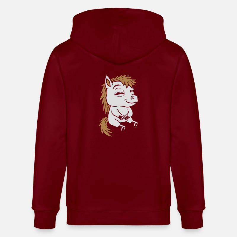 Sitzendes kleines Comic Pony - Stanley/Stella Unisex Bio-Kapuzenjacke CULTIVATOR  - Burgunderrot