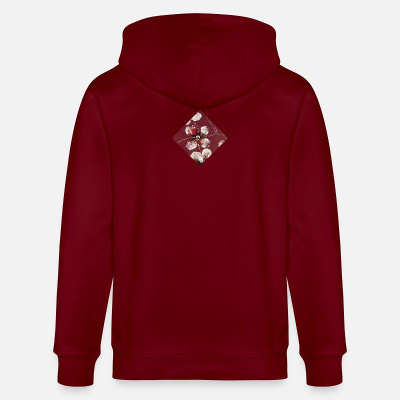 Dunkelrotes Design - Stanley/Stella Unisex Bio-Kapuzenjacke CULTIVATOR  - Burgunderrot
