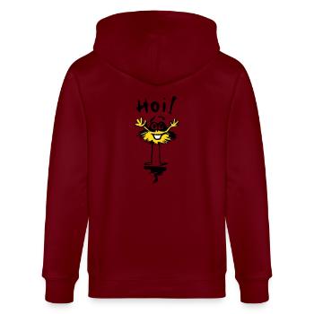 lustiger Mann sagt hallo - Stanley/Stella Unisex Bio-Kapuzenjacke CULTIVATOR  - Burgunderrot - Hinten - Anna (173cm)