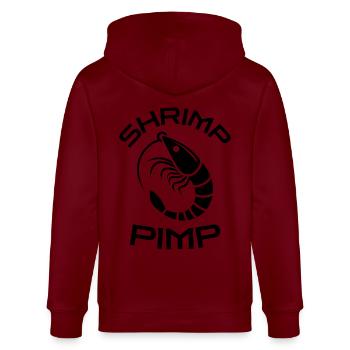Shrimp Pimp Lustiges Garnelen Motiv Fischer Humor - Stanley/Stella Unisex Bio-Kapuzenjacke CULTIVATOR  - Burgunderrot - Hinten - Anna (173cm)