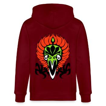 Firebird illustration magic jungle ancient style - Stanley/Stella CULTIVATOR  Unisex Organic Hooded Jacket - burgundy - Back - Anna (173cm)