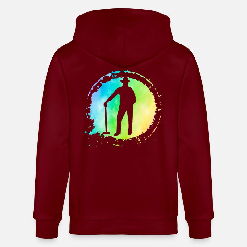 Krocket Retro - Stanley/Stella Unisex Bio-Kapuzenjacke CULTIVATOR  - Burgunderrot