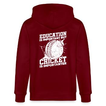 Bildung Ist Wichtig, Aber Schlagball-sport Kricket - Stanley/Stella Unisex Bio-Kapuzenjacke CULTIVATOR  - Burgunderrot - Hinten - Anna (173cm)
