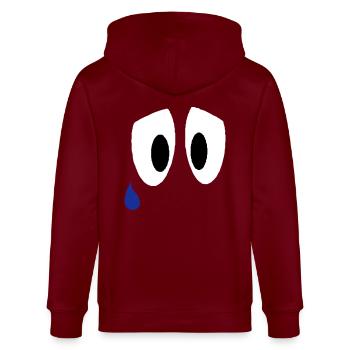 Smiley Augen Traurig - Stanley/Stella Unisex Bio-Kapuzenjacke CULTIVATOR  - Burgunderrot - Hinten - Anna (173cm)