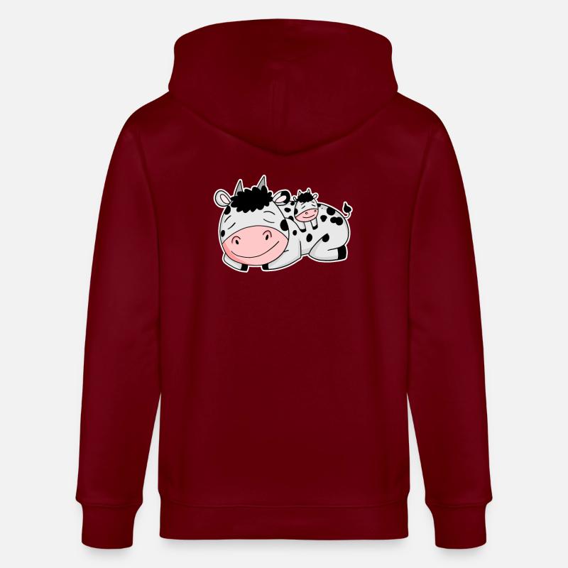 Vache avec bébé vache - Veste à capuche bio CULTIVATOR Stanley/Stella Unisexe - bordeaux