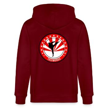 Taekwondo / Taekwondoin / Tae kwon do / Fight - Stanley/Stella CULTIVATOR  Unisex Organic Hooded Jacket - burgundy - Back - Anna (173cm)