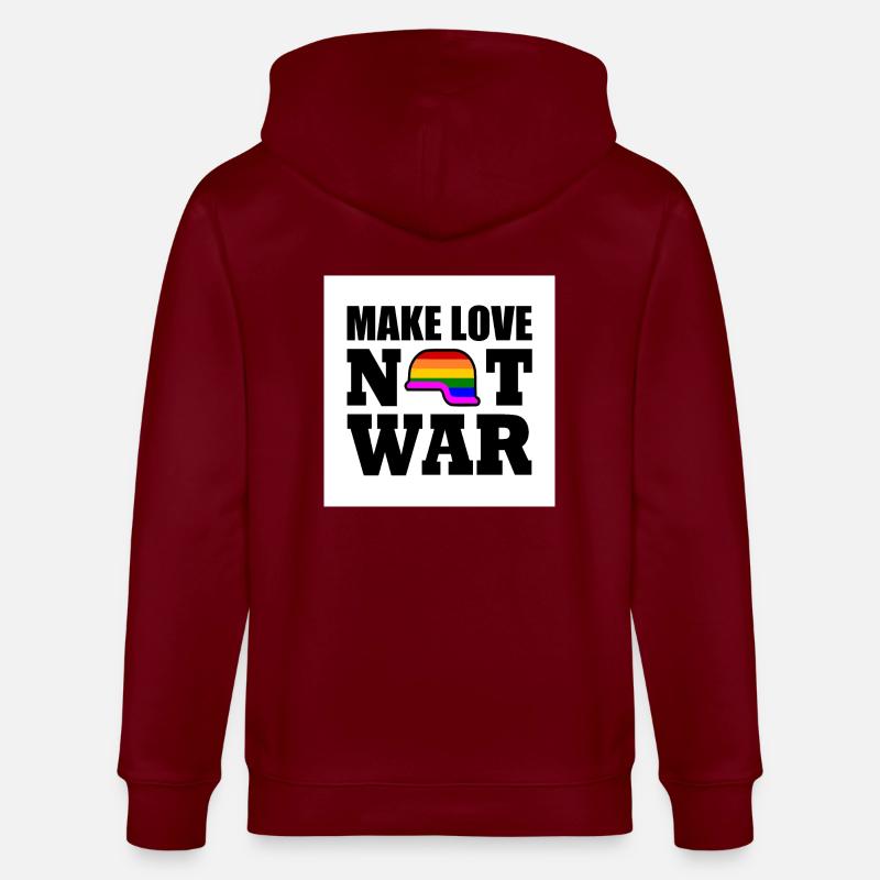 Make love not war - Veste à capuche bio CULTIVATOR Stanley/Stella Unisexe - bordeaux