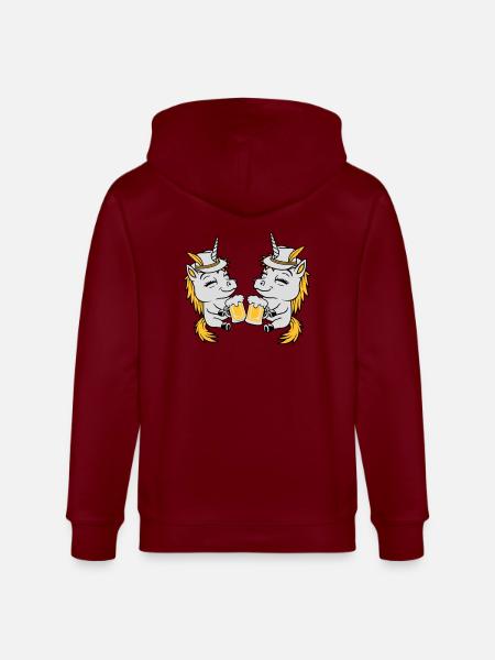 Einhorn Freunde Bier Anstoßen - Stanley/Stella Unisex Bio-Kapuzenjacke CULTIVATOR  - Burgunderrot