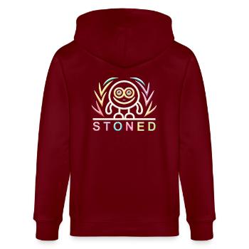 Soft Stoned - Stanley/Stella Unisex Bio-Kapuzenjacke CULTIVATOR  - Burgunderrot - Hinten - Anna (173cm)