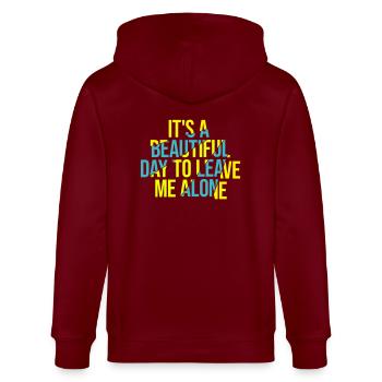 leave me alone day - Stanley/Stella Unisex Bio-Kapuzenjacke CULTIVATOR  - Burgunderrot - Hinten - Anna (173cm)