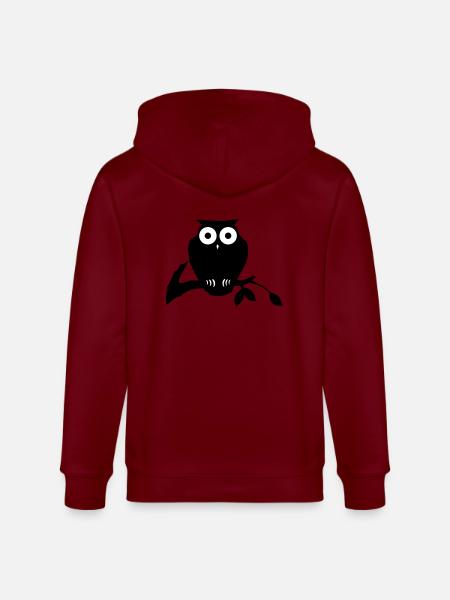 owl on branch - Stanley/Stella CULTIVATOR  Unisex Organic Hooded Jacket - burgundy