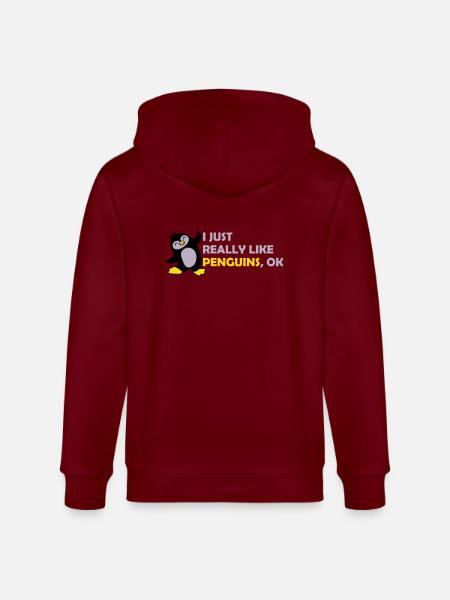 I just like penguins - Stanley/Stella CULTIVATOR  Unisex Organic Hooded Jacket - burgundy