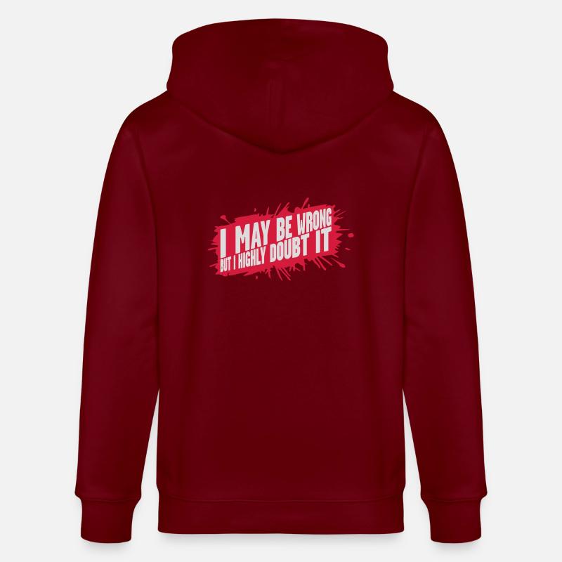 I may be wrong - Stanley/Stella Unisex Bio-Kapuzenjacke CULTIVATOR  - Burgunderrot