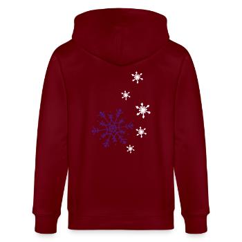 Snowflakes falling - Stanley/Stella Unisex Bio-Kapuzenjacke CULTIVATOR  - Burgunderrot - Hinten - Anna (173cm)
