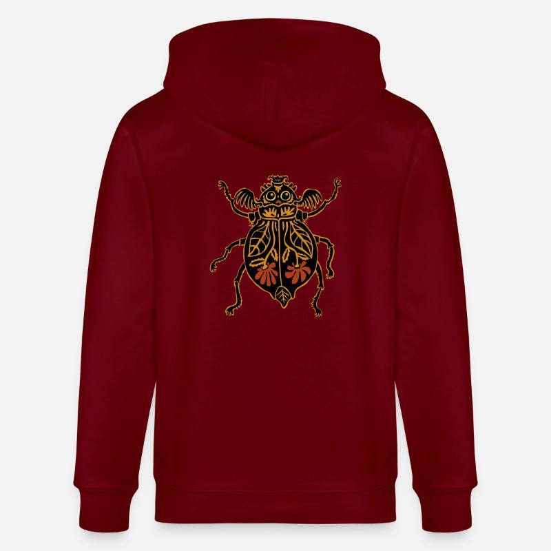 bunter Blumenkäfer - Stanley/Stella Unisex Bio-Kapuzenjacke CULTIVATOR  - Burgunderrot