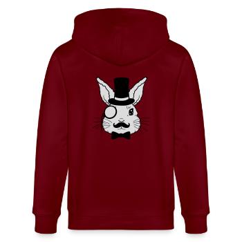 Cylindre monocle Sir Rabbit - Veste à capuche bio CULTIVATOR Stanley/Stella Unisexe - bordeaux - Dos - Anna (173cm)