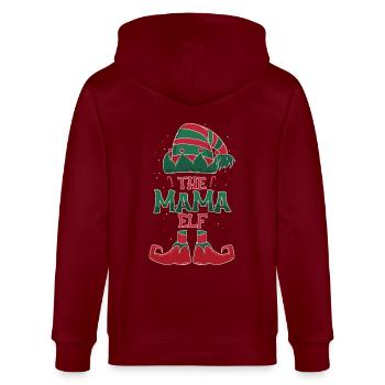 Die Mama Elfe Weihnachten Weihnachtsgeschenk - Stanley/Stella Unisex Bio-Kapuzenjacke CULTIVATOR  - Burgunderrot - Hinten - Anna (173cm)