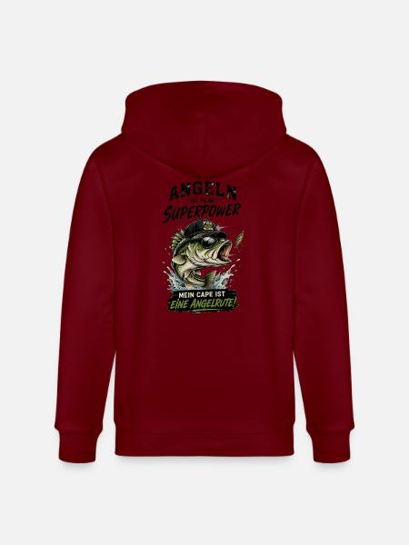 Angeln ist meine Superpower - Stanley/Stella Unisex Bio-Kapuzenjacke CULTIVATOR - Burgunderrot