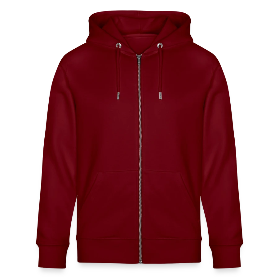 Geneva badge on a stanley/stella cultivator  unisex organic hooded jacket, burgundy
