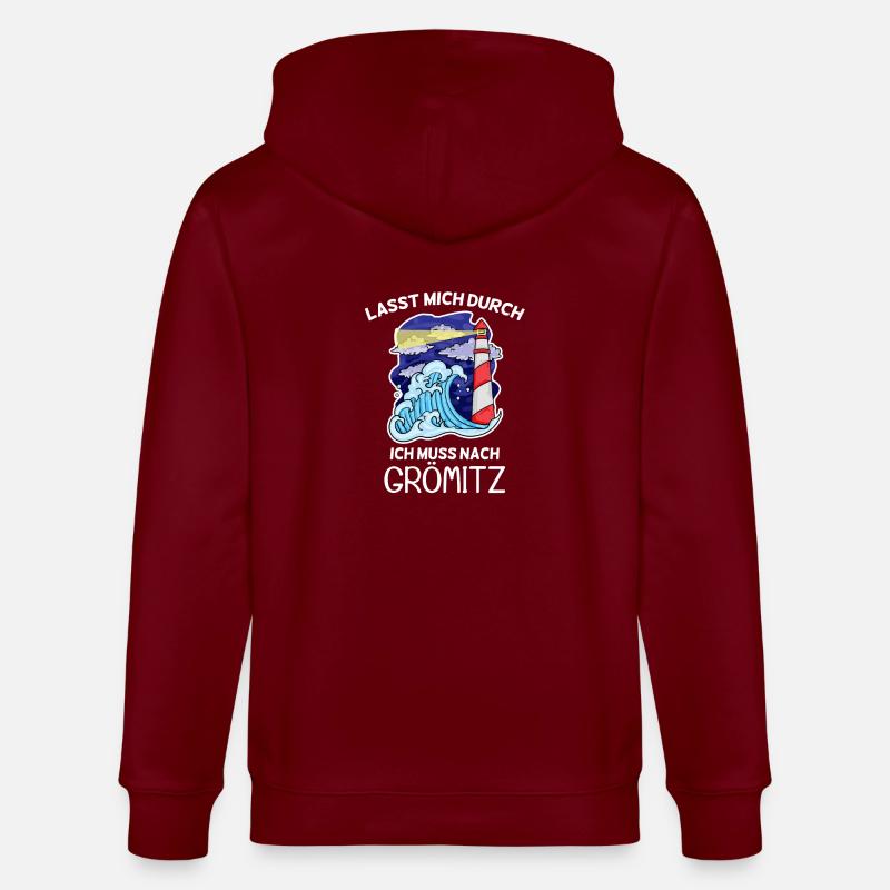 Grömitz Spruch - Stanley/Stella Unisex Bio-Kapuzenjacke CULTIVATOR  - Burgunderrot