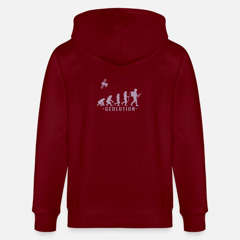 Geocaching evolution Shirt Geolution - Stanley/Stella CULTIVATOR  Unisex Organic Hooded Jacket - burgundy