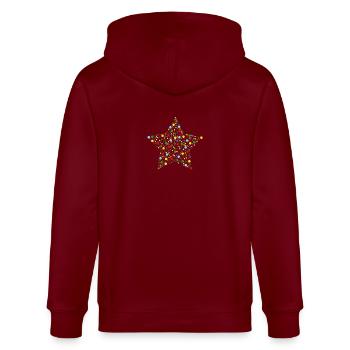 Sternenpunkt - Stanley/Stella Unisex Bio-Kapuzenjacke CULTIVATOR  - Burgunderrot - Hinten - Anna (173cm)
