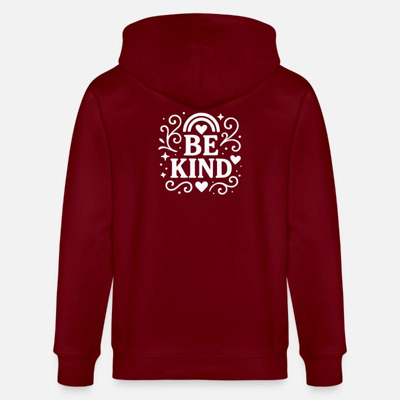Be kind Statement mit Herzen - Stanley/Stella Unisex Bio-Kapuzenjacke CULTIVATOR  - Burgunderrot