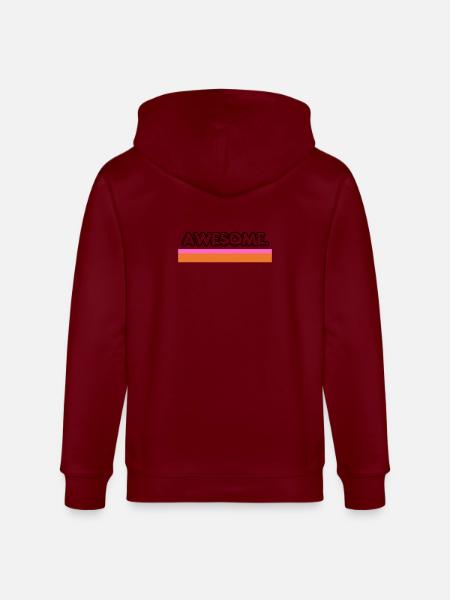 Awesome Retro Stripe - Stanley/Stella CULTIVATOR Unisex Organic Hooded Jacket - burgundy