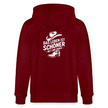 Das Leben ist schöner mit Line Dance - Stanley/Stella Unisex Bio-Kapuzenjacke CULTIVATOR  - Burgunderrot - Hinten - Anna (173cm)