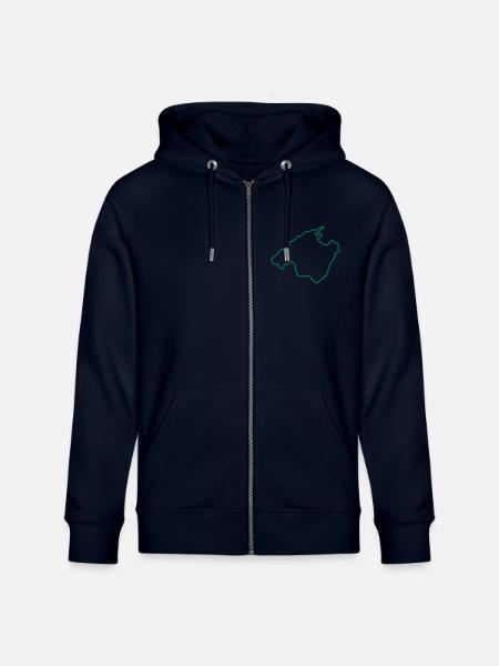 Mallorca Map Outline - Stanley/Stella CULTIVATOR  Unisex Organic Hooded Jacket - navy