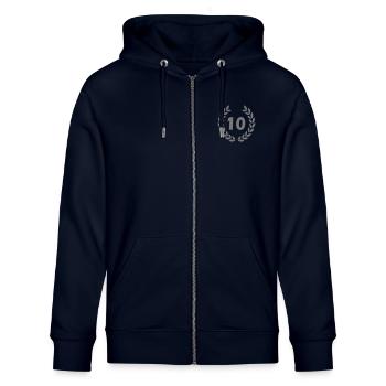 10 - Stanley/Stella Unisex Bio-Kapuzenjacke CULTIVATOR  - Navy - Vorne - Nico (186cm) & Anna (173cm)